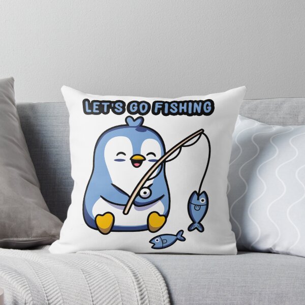 Item preview, kids blue penguin animal cute little fish fishing let's go designed and sold by MeryemSpace.