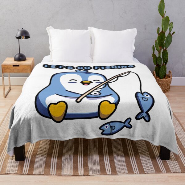 Item preview, kids blue penguin animal cute little fish fishing let's go designed and sold by MeryemSpace.