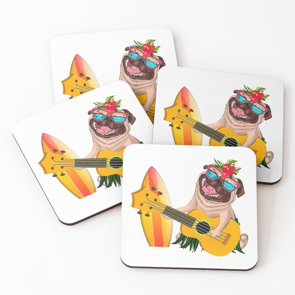 Item preview, Cute Hawaiian Pug Playing Pineapple Ukulele Summer Vacation  designed and sold by EasterJohnson.