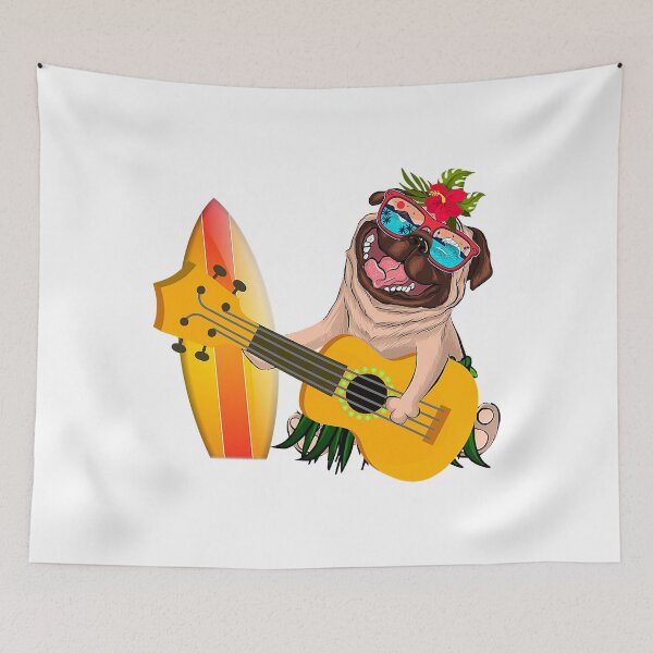 Item preview, Cute Hawaiian Pug Playing Pineapple Ukulele Summer Vacation  designed and sold by EasterJohnson.