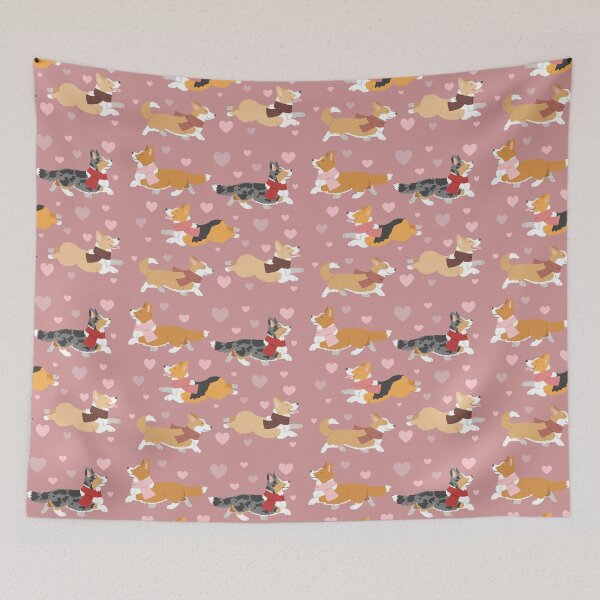 Item preview, Corgis in pink designed and sold by animalartbyjess.