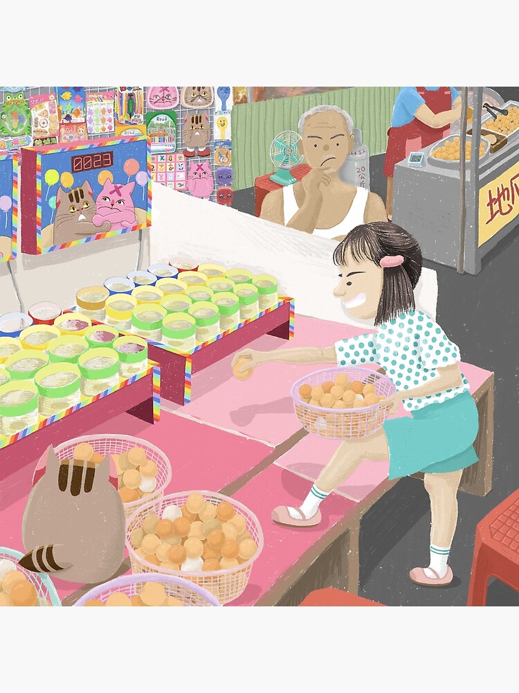 "The game of throwing table tennis in Taiwan's night market" Poster by