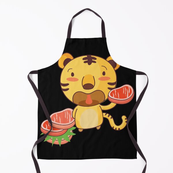 Item preview, Cute but danger tiger is eating meat with happy face designed and sold by DuDuChben.
