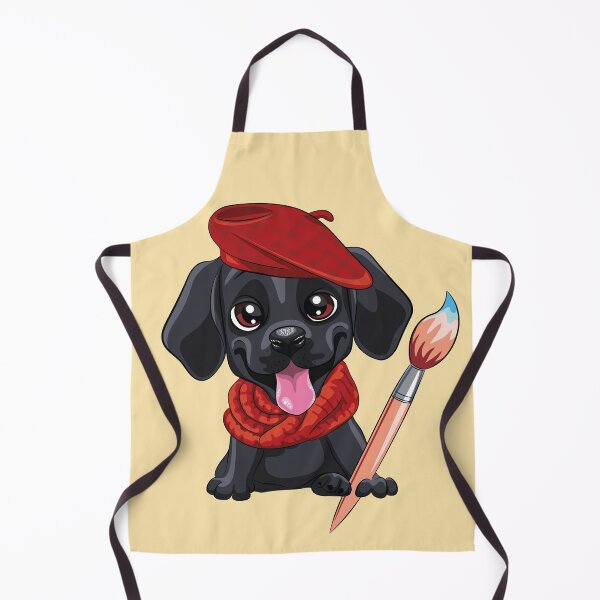 Item preview, Cute Black Dog with a Red Hat and Scarfe and Artistic Brush  designed and sold by Doggymad.