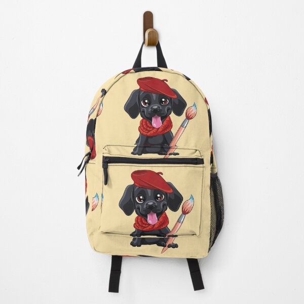 Item preview, Cute Black Dog with a Red Hat and Scarfe and Artistic Brush  designed and sold by Doggymad.