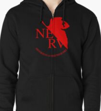 Nerv Logo, Neon Genesis Evangelion Zipped Hoodie