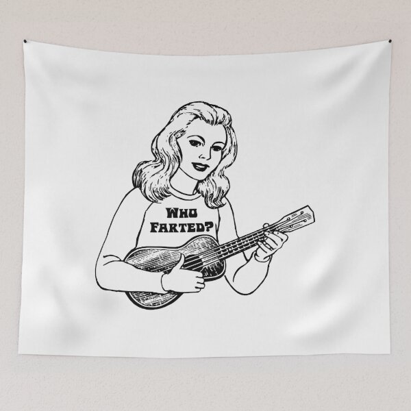 Item preview, Woman Playing Ukulele Wearing Who Farted  designed and sold by JodyLamp.