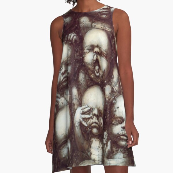HR Giger Steampunk Babies A-Line Dress