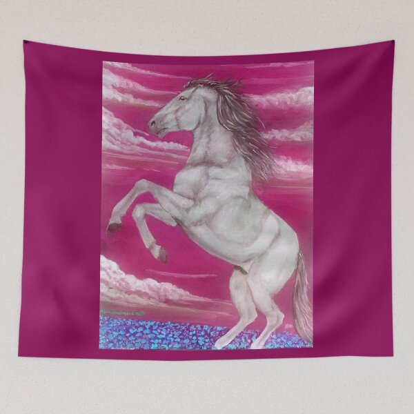Item preview, Rearing horse in pink sunset designed and sold by horseaddicted.
