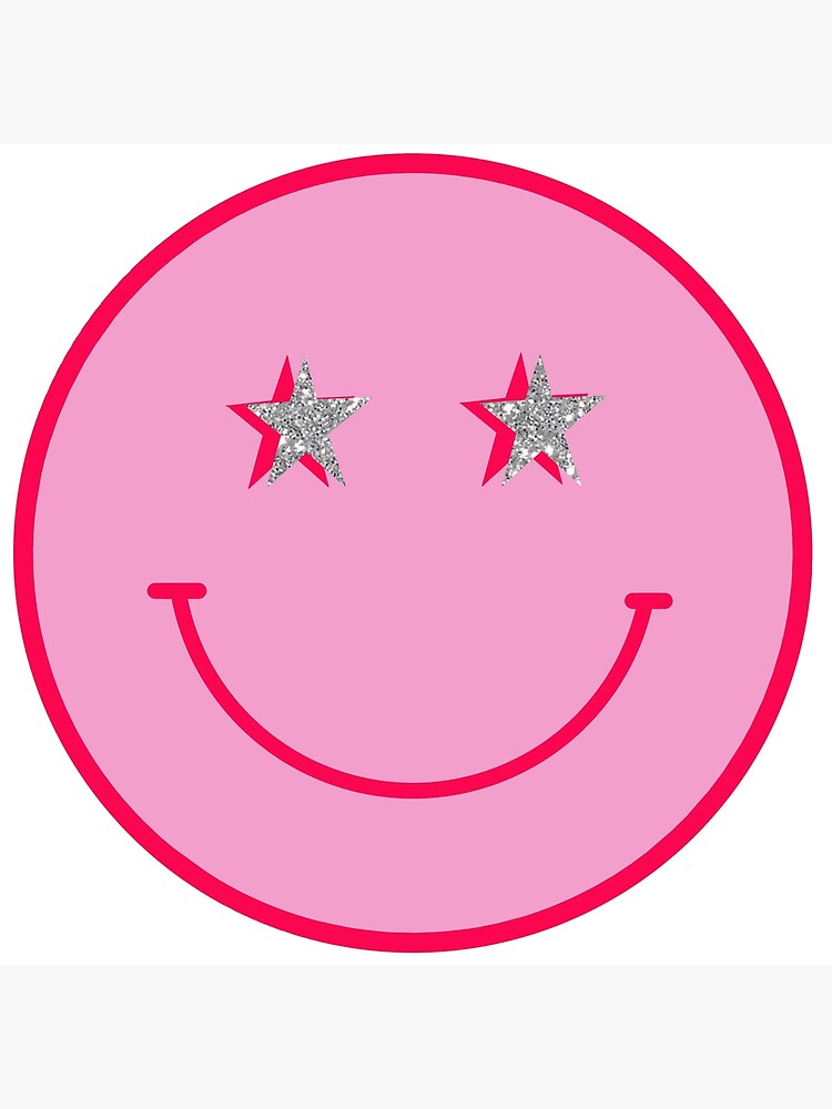 "pink glitter stars smiley face" Poster for Sale by sterrexdesigns Redbubble