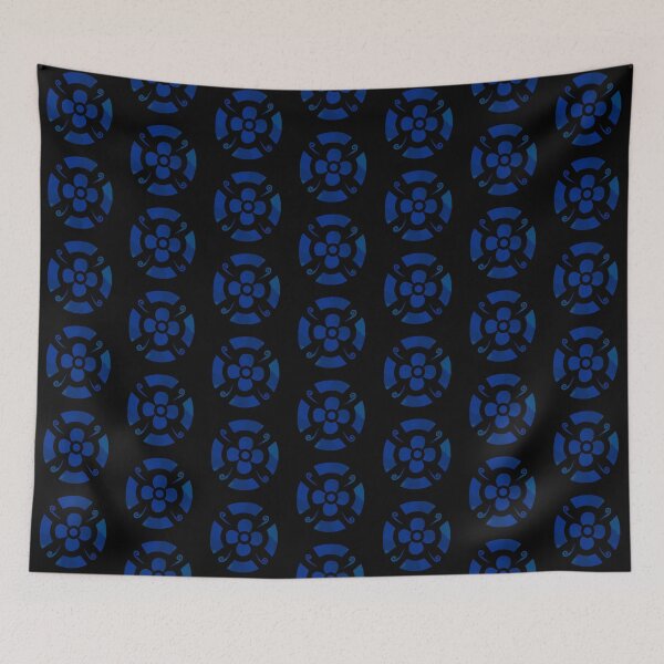 Item preview, Flower shield (dark blues tie dye on black) designed and sold by Encie-Designs.