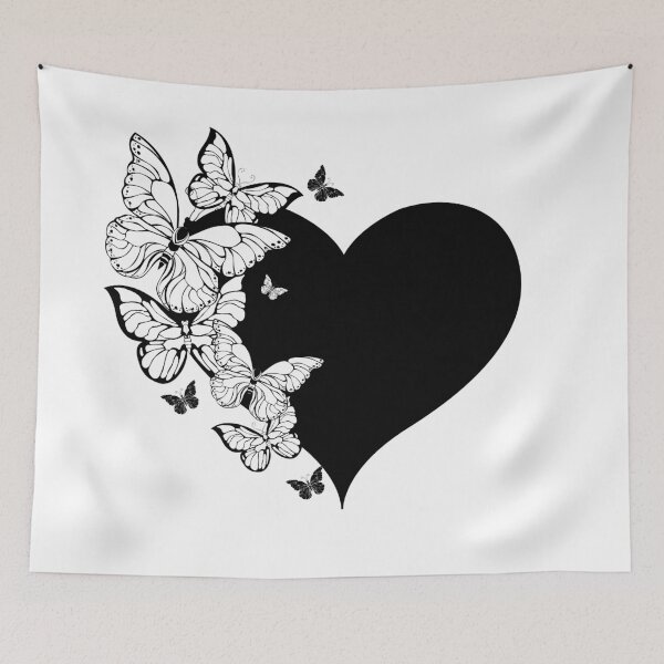 Item preview, Black Heart with Contour Butterflies designed and sold by Blackmoon9.