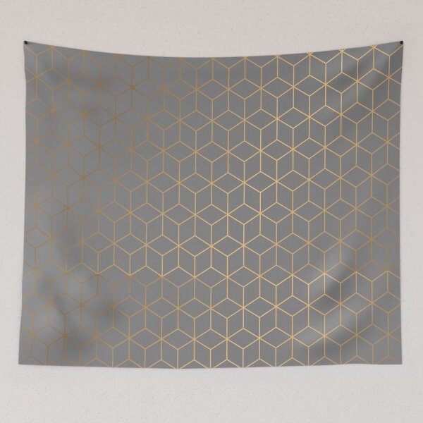 Item preview, Charcoal Gold Geometric Pattern With Gold Shimmer  designed and sold by Vic Torys ☆.