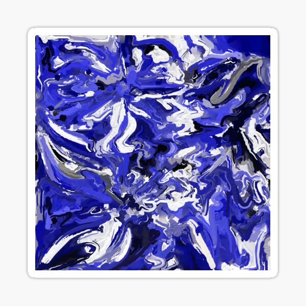 Blue, Black and White Abstract Sticker
