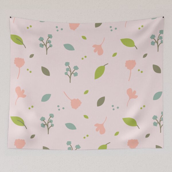 Item preview, Pink, light blue and green leaves and flowers. designed and sold by Silvina  Cupayolo.