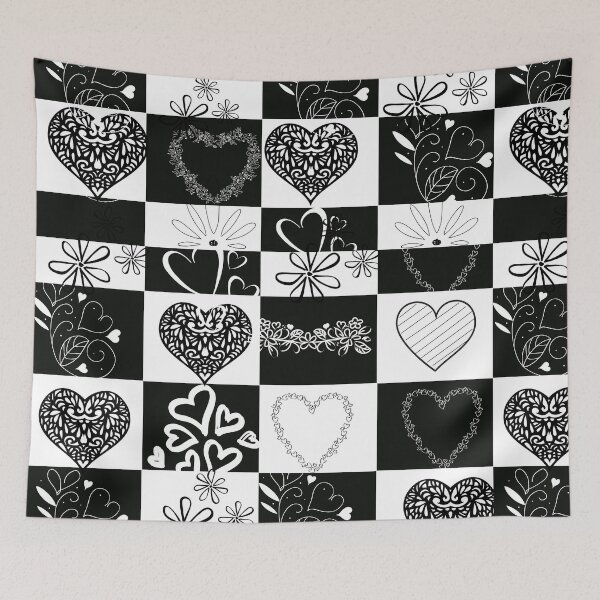 Item preview, White black floral heart design  designed and sold by Kamzzi.
