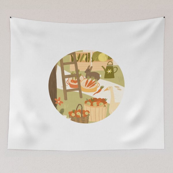 Item preview, Farm bunny and goose surrounded by apple baskets designed and sold by mikhaleeevich.