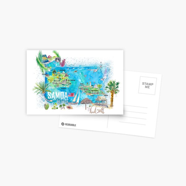 Item preview, Samoa Illustrated Island Travel Map with Roads and Highlights designed and sold by artshop77.