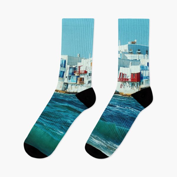 Item preview, Little Venice in Mykonos, Greece, Colorful Houses and Turquoise Water designed and sold by WorldLandscapes.