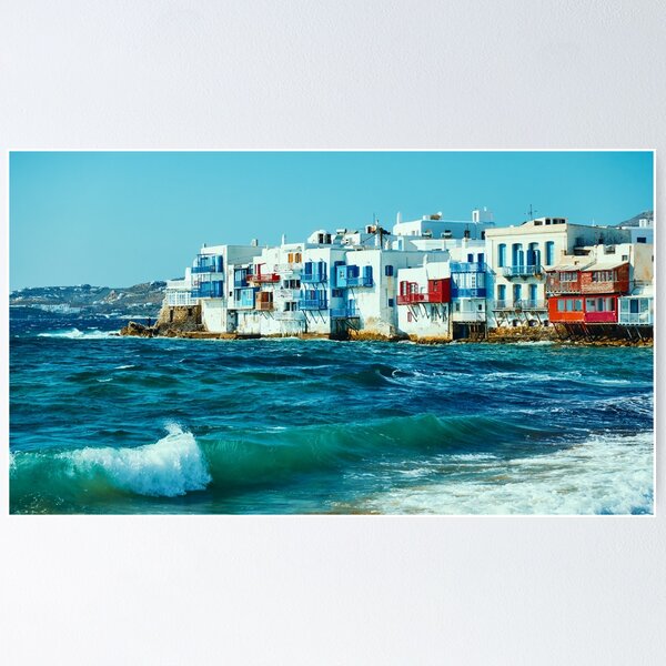 Item preview, Little Venice in Mykonos, Greece, Colorful Houses and Turquoise Water designed and sold by WorldLandscapes.