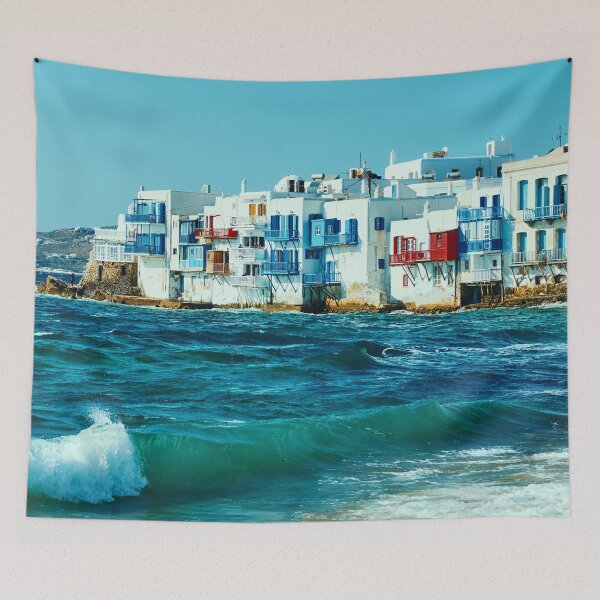 Item preview, Little Venice in Mykonos, Greece, Colorful Houses and Turquoise Water designed and sold by WorldLandscapes.