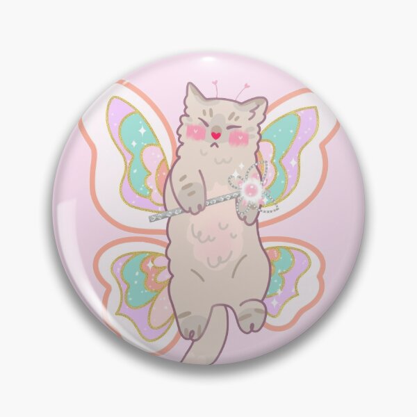 cute, pink fairy cat Pin for Sale by grace-baker