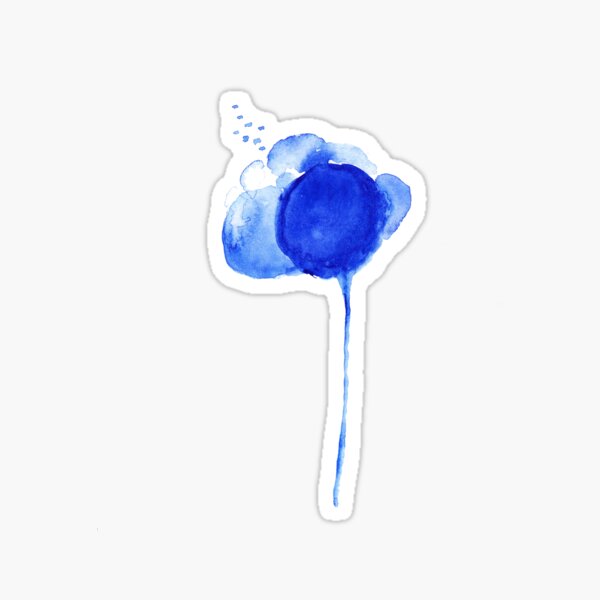 Watercolor dark blue flowers shedding seeds Sticker