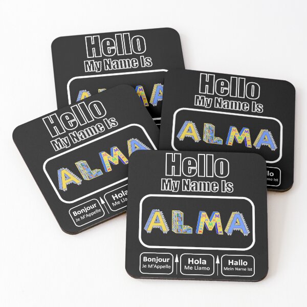 Item preview, Hello My Name Is Alma Nametag Dark Background designed and sold by artfulnotebook.