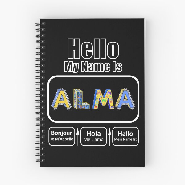 Item preview, Hello My Name Is Alma Nametag Dark Background designed and sold by artfulnotebook.