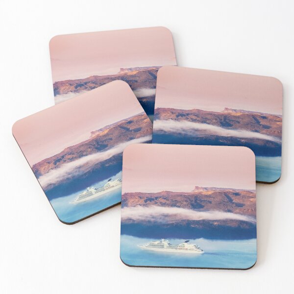 Item preview, Volcano Santorini Island, Ocean Liner, Pink Sky and Blue Sea designed and sold by WorldLandscapes.