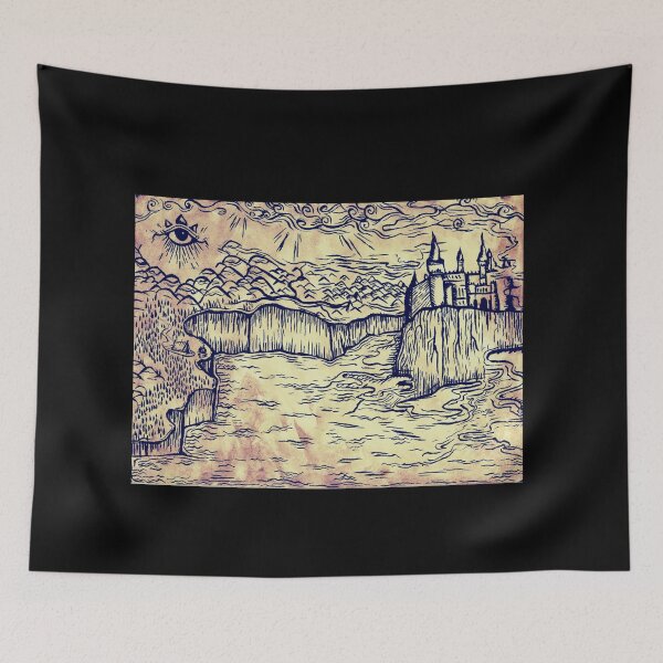 Item preview, Castle by the Sea - Original Brush Pen Print designed and sold by MurkwoodManor.