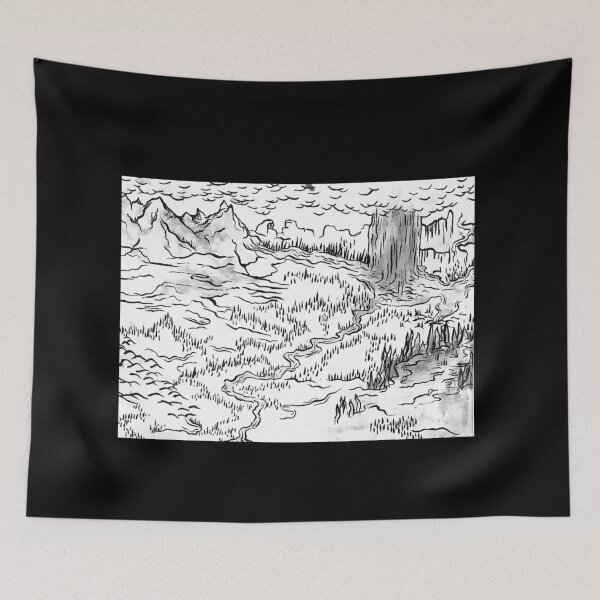 Item preview, Deep Valley Watercolor Blk/Wht- Original Brush Pen Print designed and sold by MurkwoodManor.