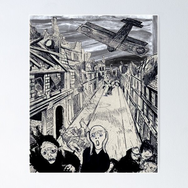 Unter den Bomben Schrei - Edvard Munch x Otto Dix Poster