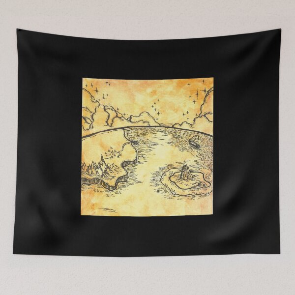 Item preview, Globe on Parchment - Original Brush Pen Print designed and sold by MurkwoodManor.