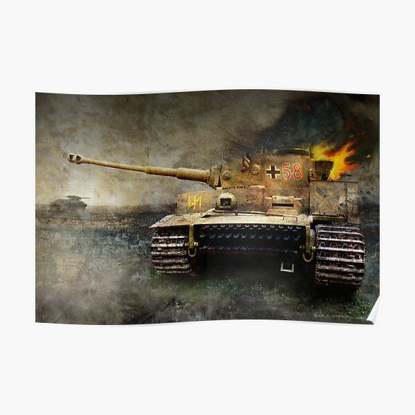 tiger tank faces T-34, eastern front Poster