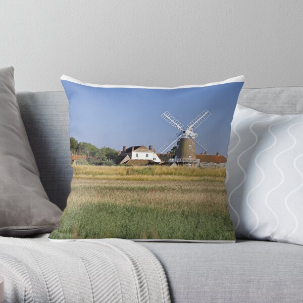 Cley Windmill Panorama Throw Pillow