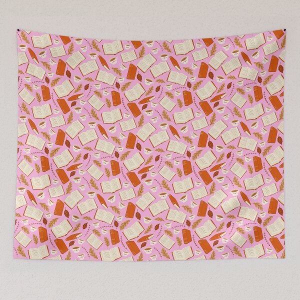 Item preview, Cottagecore Autumn Bookworm on Pink designed and sold by carabara.