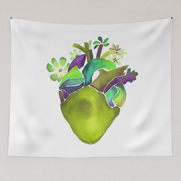 Item preview, Bright green watercolor floral heart designed and sold by Isabelle-T.