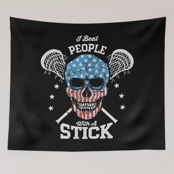Item preview, Lacrosse USA Skull Head, I Beat People With a Stick designed and sold by ramenrose.