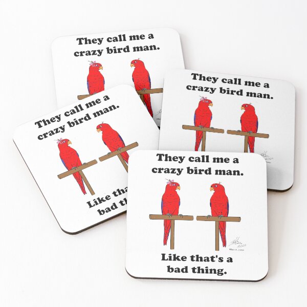Item preview, Crazy Bird Man with Red Lorikeets designed and sold by Laughing Parrot Studio.
