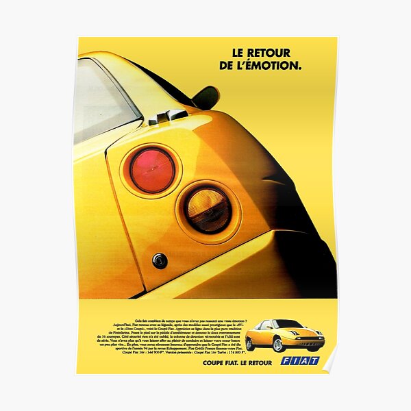 Yellow Fiat Coupe Posters Redbubble