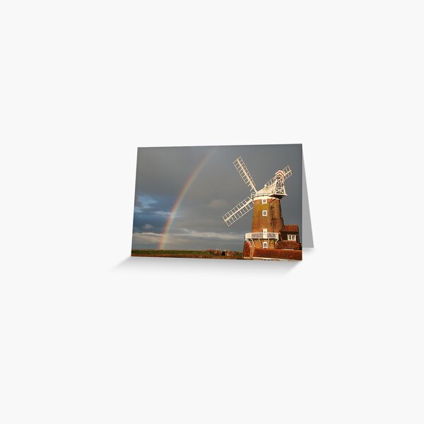 Cley Windmill and Rainbow 2010 Greeting Card