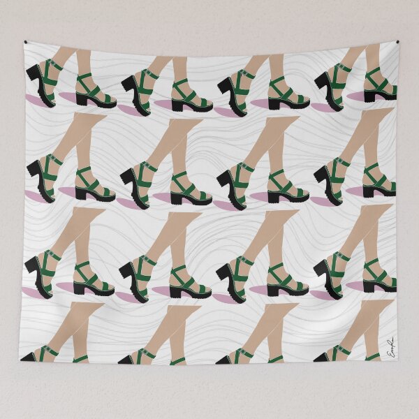 Item preview, Green and Pink Chunky Fashion Heels designed and sold by EmmaLula.