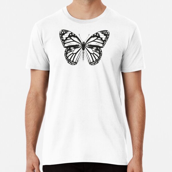 Monarch Butterfly Pattern | Monarch Butterfly | Vintage Butterflies | Butterfly Patterns | Black and White | Premium T-Shirt