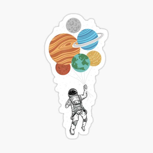 Astronaut Holding Balloons Sticker