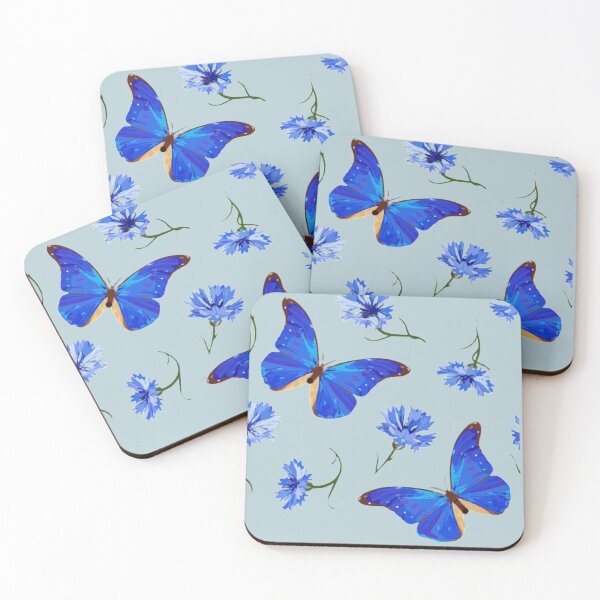 Item preview, Blue butterflies and blue flowers. designed and sold by Karine Dupras.
