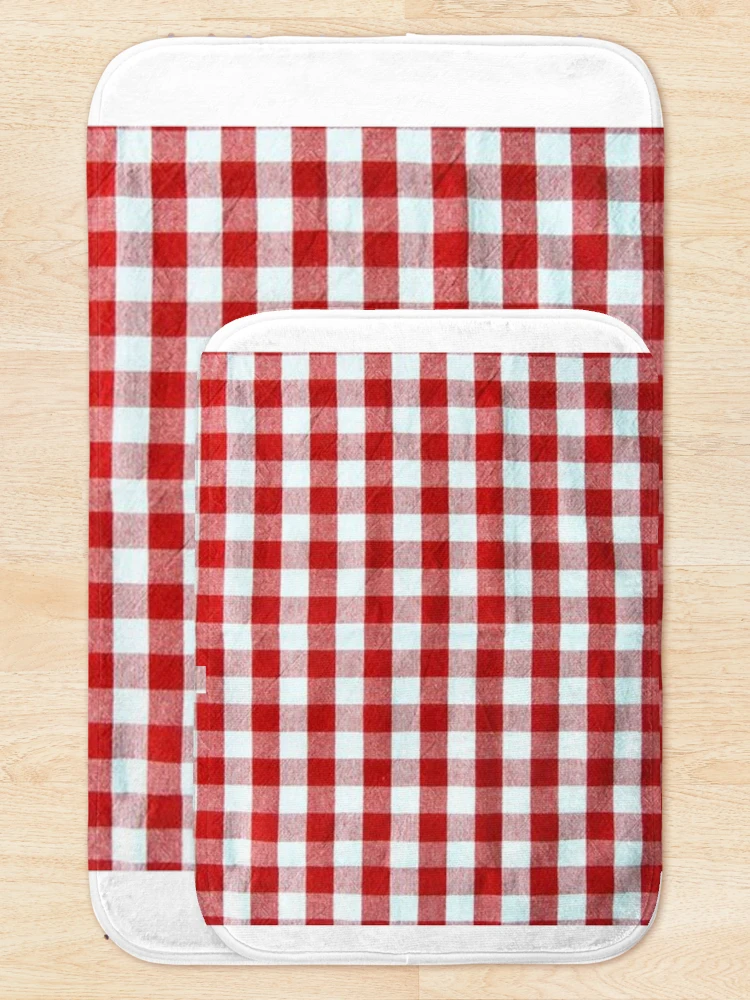 Thumbnail 5 of 6, Bath Mat, Red Plaid Pattern designed and sold by RBDESIGN SHOP.