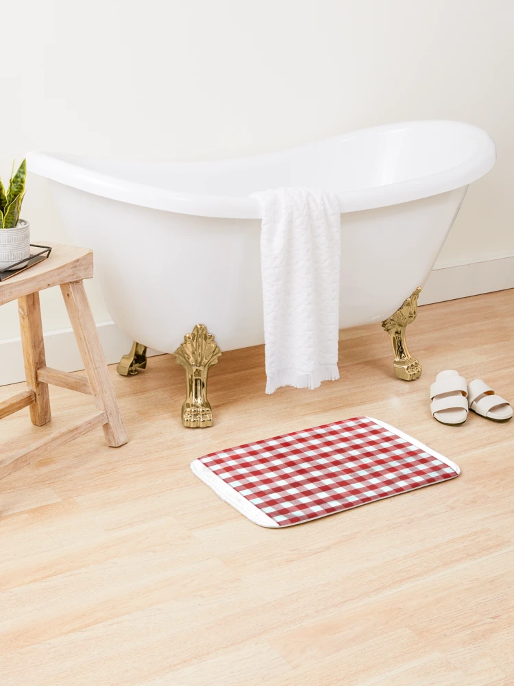 Thumbnail 2 of 6, Bath Mat, Red Plaid Pattern designed and sold by RBDESIGN SHOP.