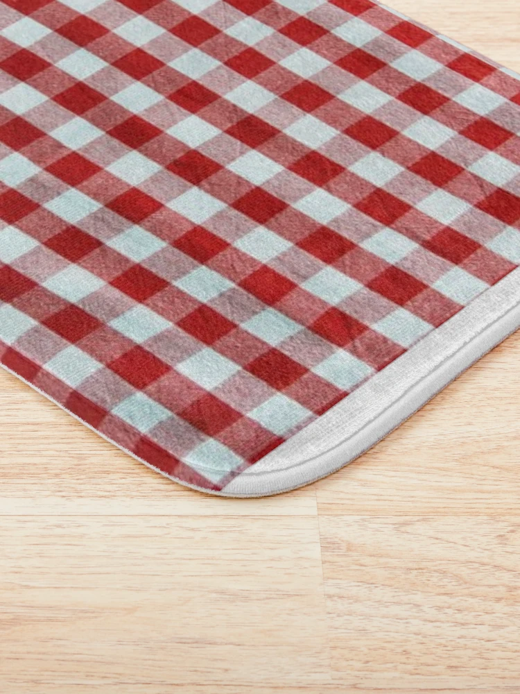 Thumbnail 3 of 6, Bath Mat, Red Plaid Pattern designed and sold by RBDESIGN SHOP.