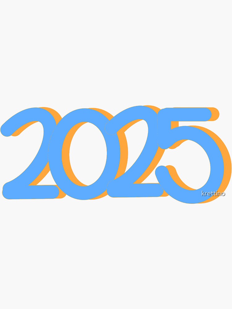 "Blue and Orange 2025 Bubble Letters" Sticker for Sale by krettino